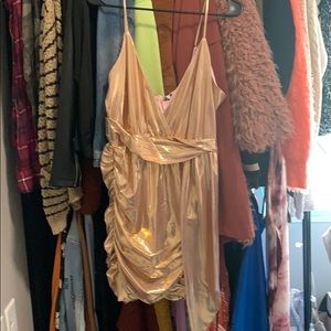 Metallic rose gold dress